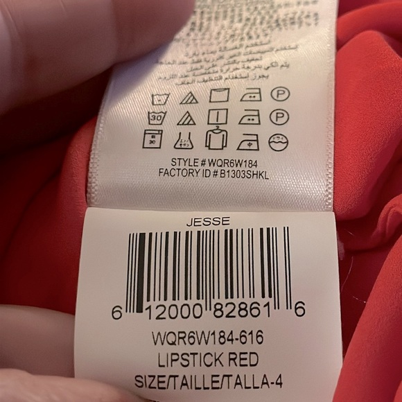 BCBGMaxAzria Jesse Ambrosia Lipstick Red Strapless Chiffon Tulip Dress 4R NWT - Picture 12 of 12